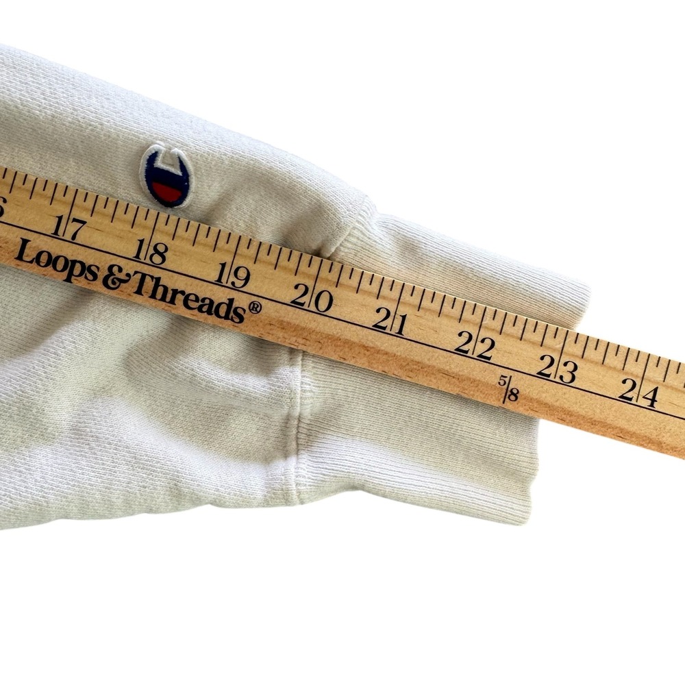 Champion Large White Reverse Weave Embroidered Logo Pullover Hoodie Sweatshirt - Picture 6 of 11